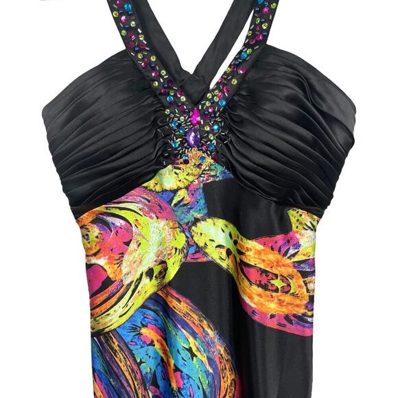 Hailey Logan By Adrianna Papell Abstract Multicolor Maxi Dress Size 3/4 Formal - Picture 2 of 13